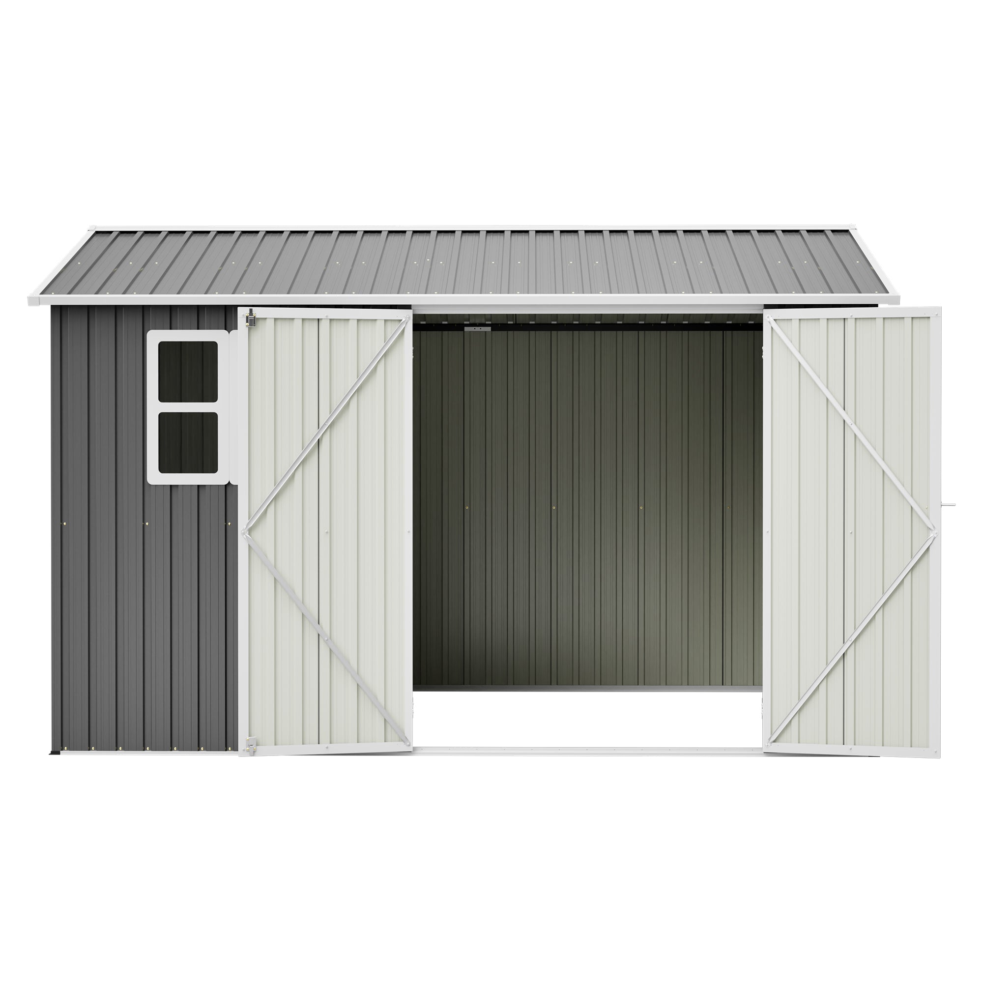 10'x8' Oversized Steel Storage Shed with Window and Lockable Doors by HouseOfZazla