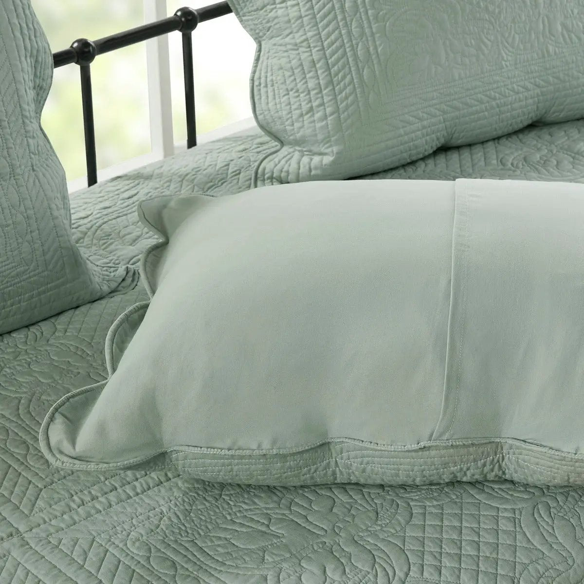 6 Piece Reversible Scalloped Edge Daybed Cover Set - Seafoam by HouseOfZazla