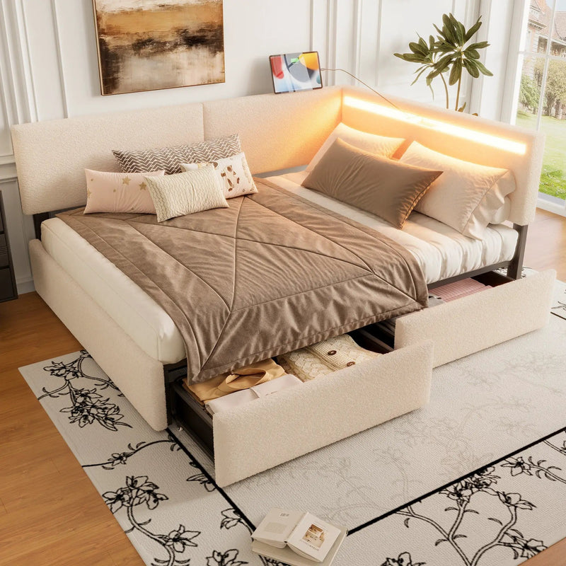 Full Size Upholstered Cloud Bed Frame with Headboard by HouseOfZazla