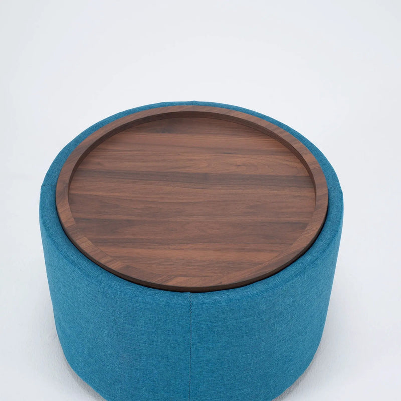 Nesting Ottomans, Round Coffee Table & Bench With Tray (Set of 2)