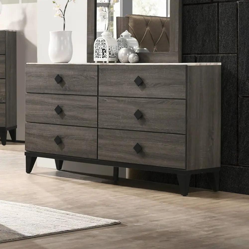 Avantika - Dresser - Faux Marble Top & Rustic Gray Oak by Unique Piece Furniture