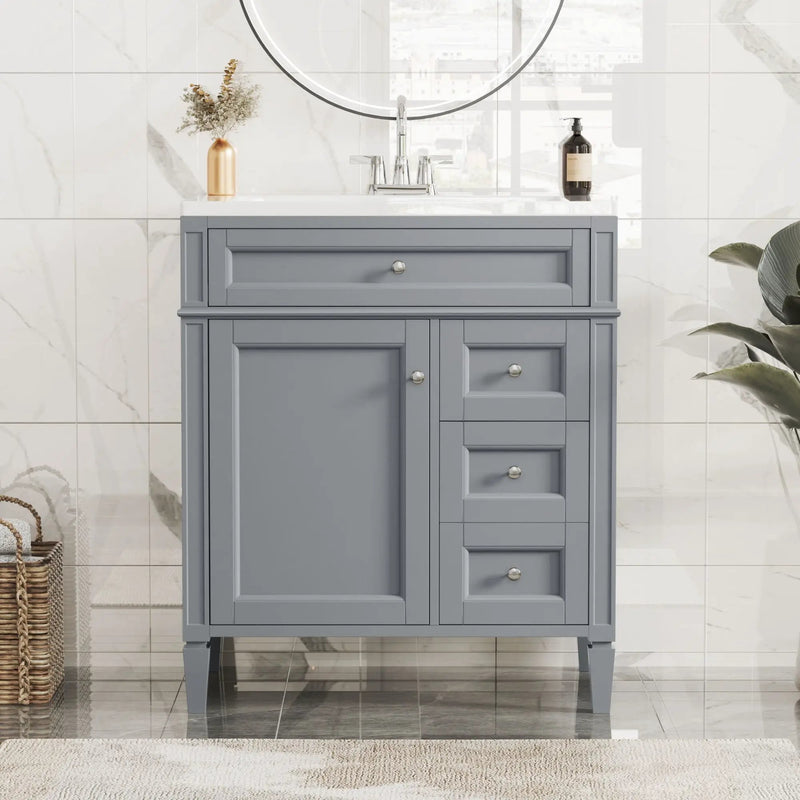 Bathroom Vanity With Top Sink, 2 Drawers & Tip Out Drawer by Unique Piece Furniture