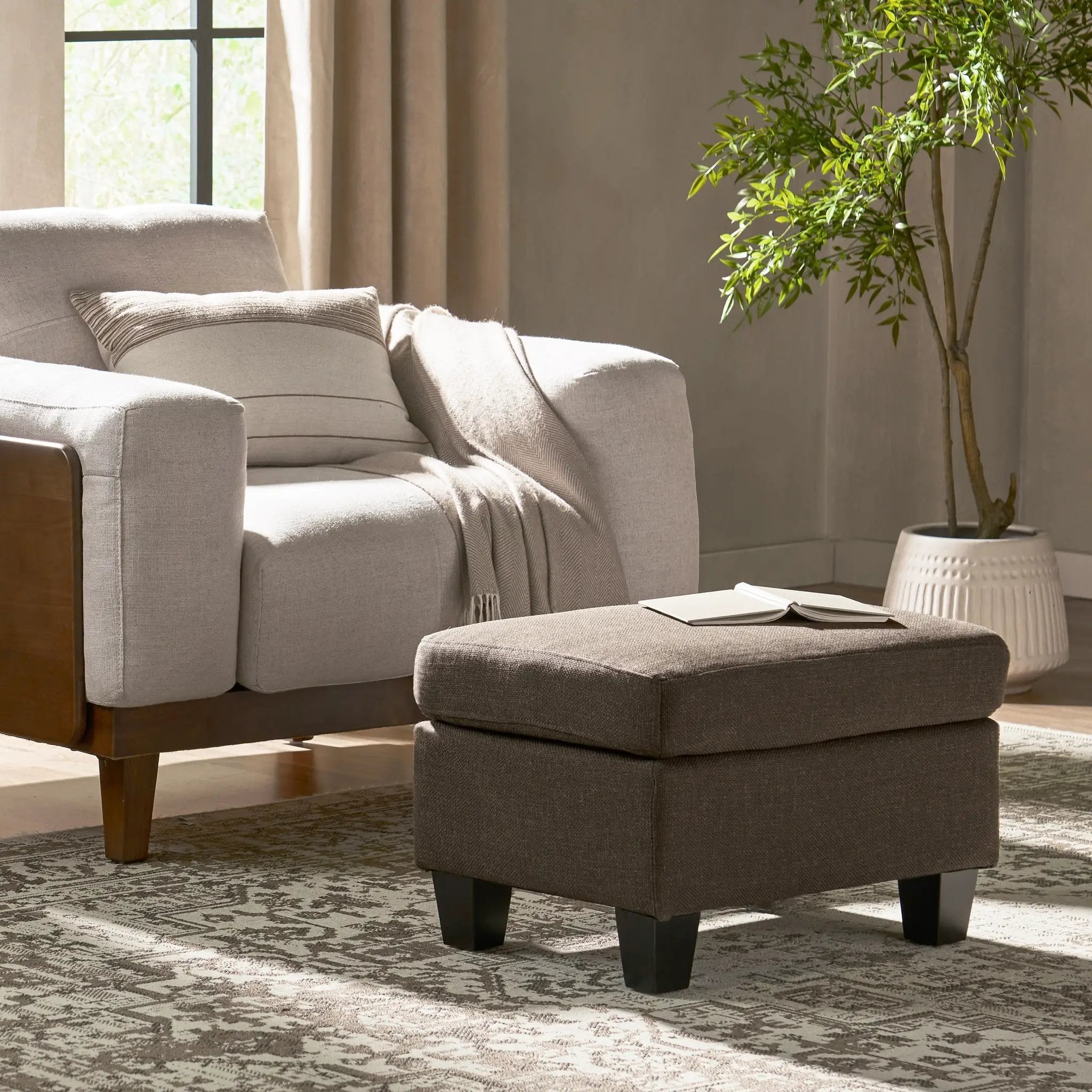Upholstered Ottoman, Chocolate by HouseOfZazla