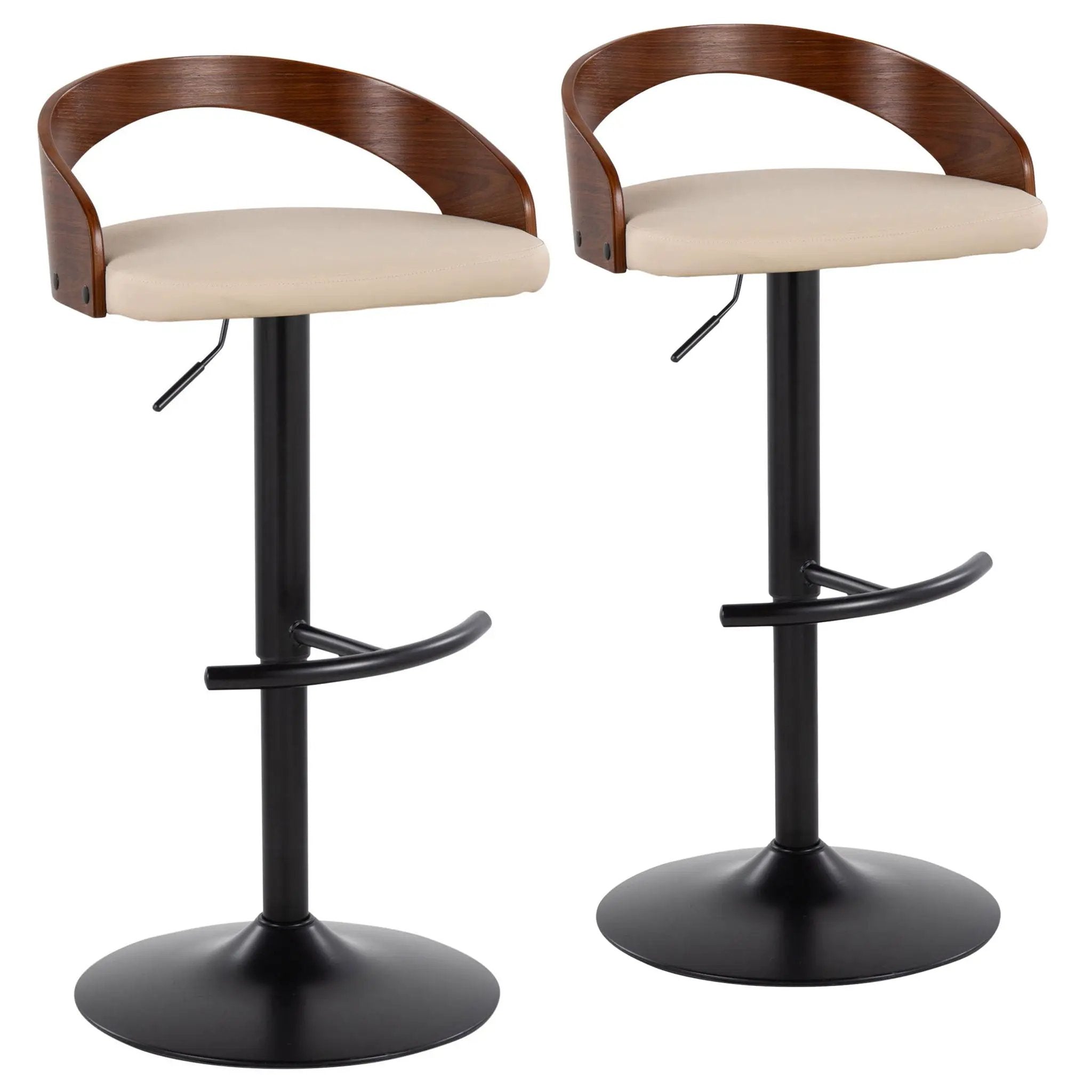 Grotto - Contemporary Adjustable Barstool With Swivel With Rounded T Footrest (Set of 2) by Unique Piece Furniture