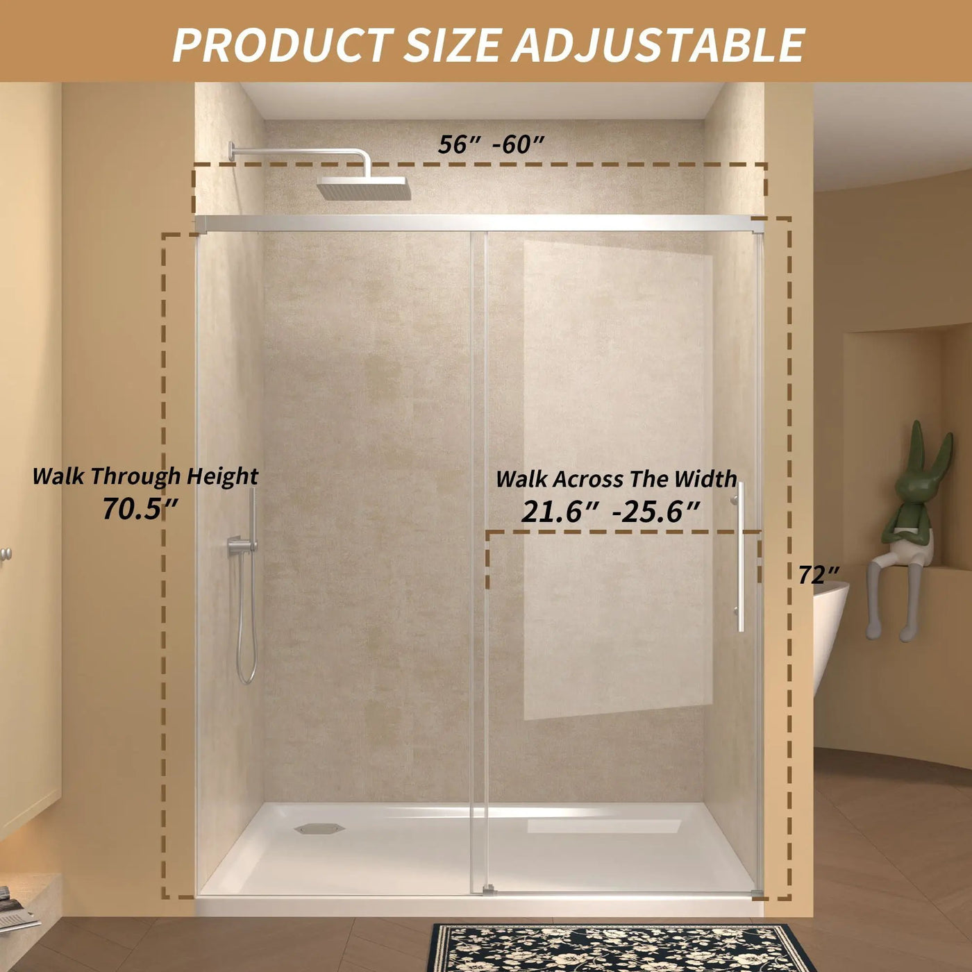 Frameless Single Sliding Shower Door With Handle by HouseOfZazla