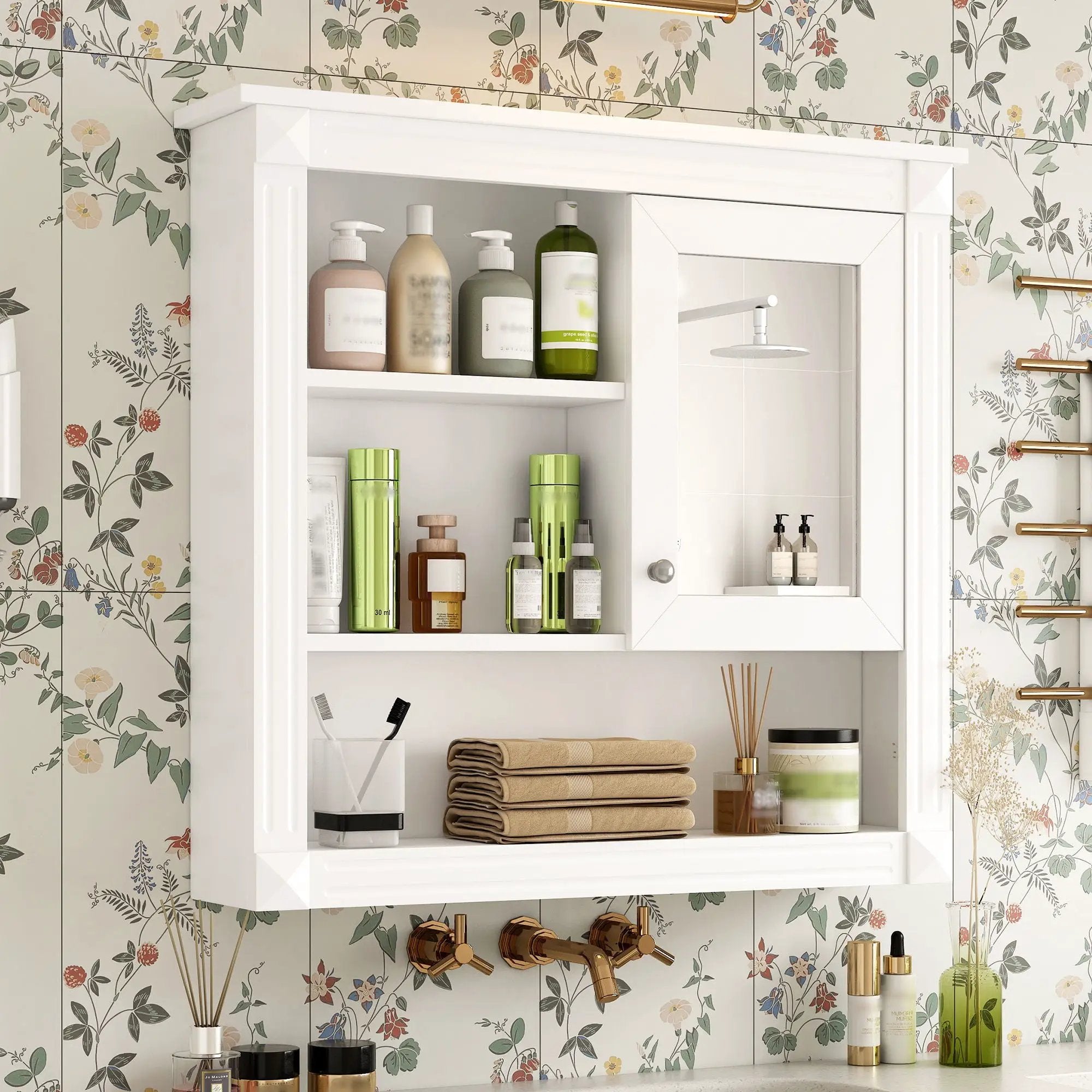 Wall-Mounted Bathroom Cabinet With Mirror And Adjustable Shelves by Unique Piece Furniture