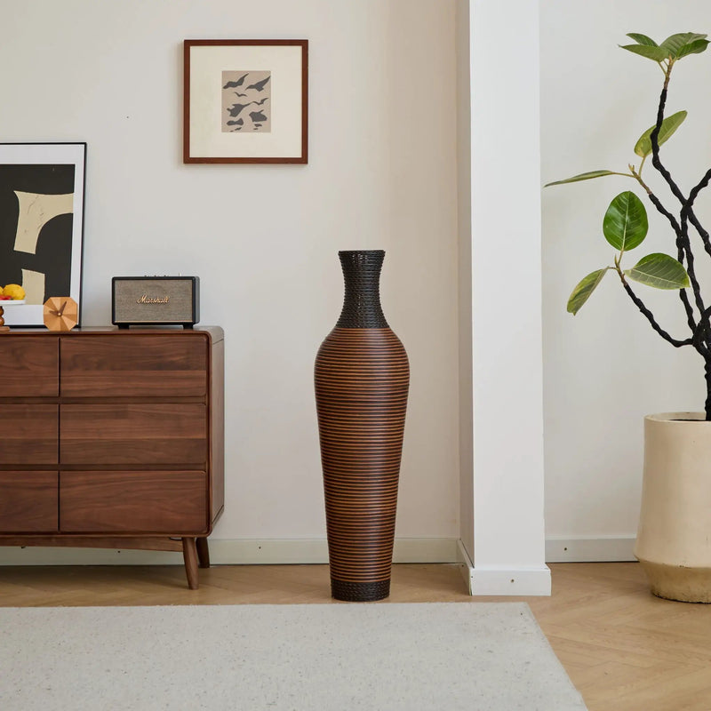 Tall Standing Designer Floor Vases With Elegant 2 Tone Finishes Ideal For Decorating Living Rooms, Bedrooms, Entryways Perfect For Decorating Your Home - Black / Gray by HouseOfZazla