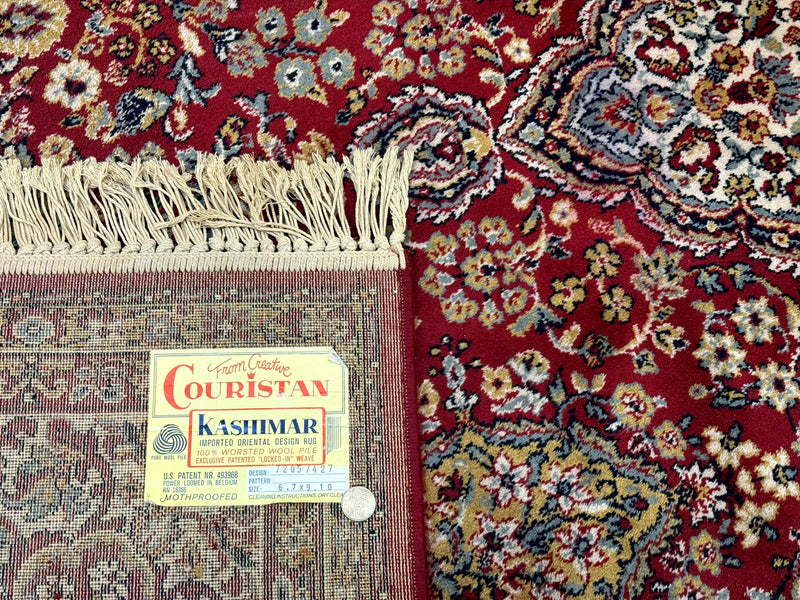 Persian Wool Rug 7x10, Couristan Carpet, Belgium Power Loomed Rug, Red, Floral, Traditional by Jewel Rugs