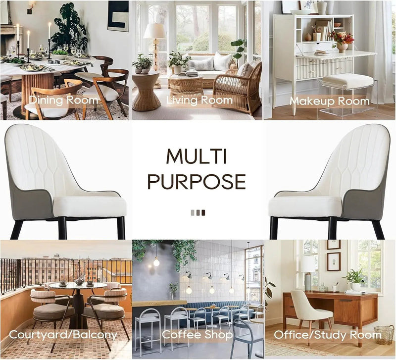 Modern Sponge-Filled Dining Chair, Solid Wood Metal Legs, Suitable For Restaurants, Living Rooms And Rooms (Set of 2) by Unique Piece Furniture