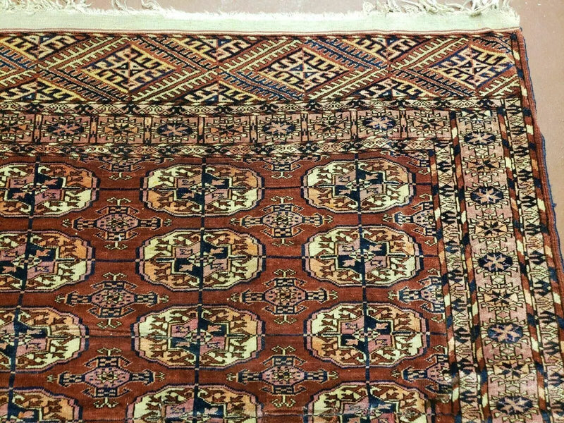 4' X 4' Antique Handmade Turkoman Bokhara Balouch Woven Wool Rug Brick Red Nice by Jewel Rugs