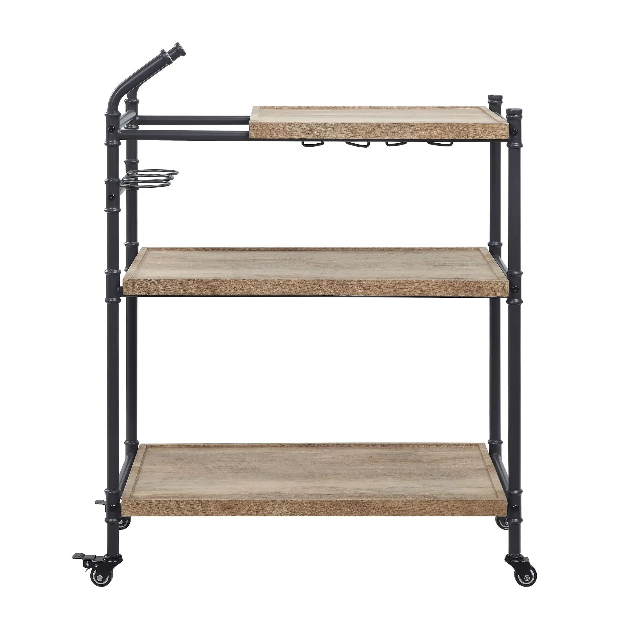 Brantley Oak & Sandy Black Finish Serving Cart by HouseOfZazla