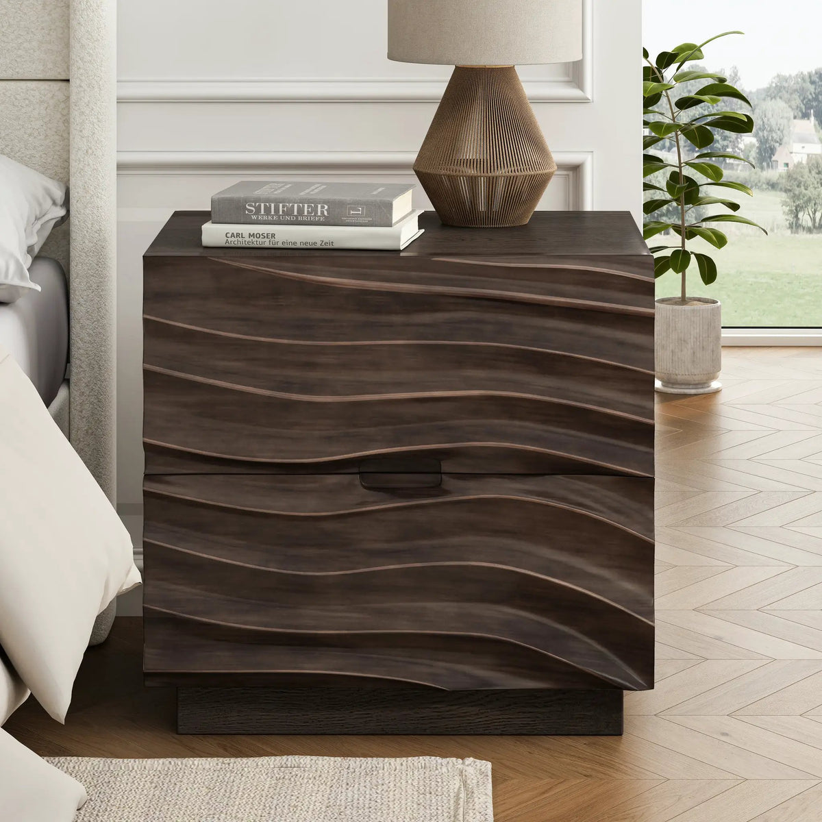 Solid Wood Nightstands with 2 Drawers by HouseOfZazla