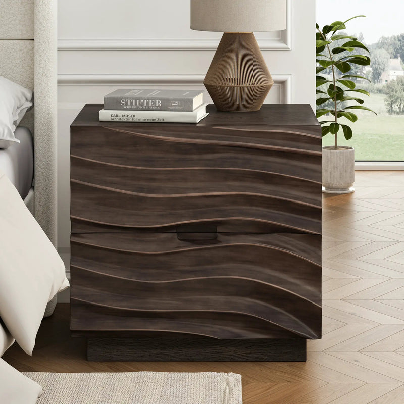 Solid Wood Nightstands with 2 Drawers by HouseOfZazla