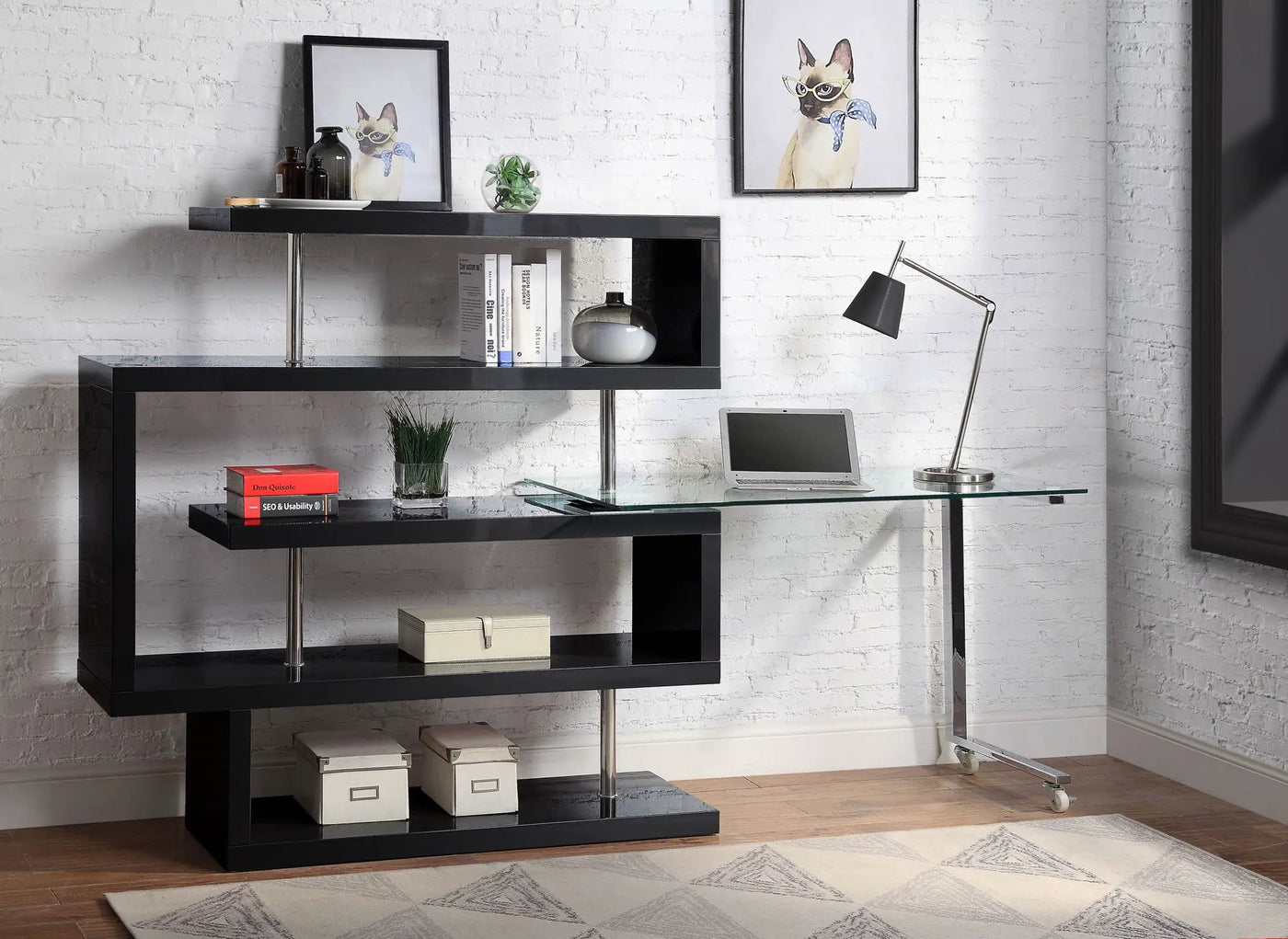 Buck II - Writing Desk With Bookshelf by Unique Piece Furniture