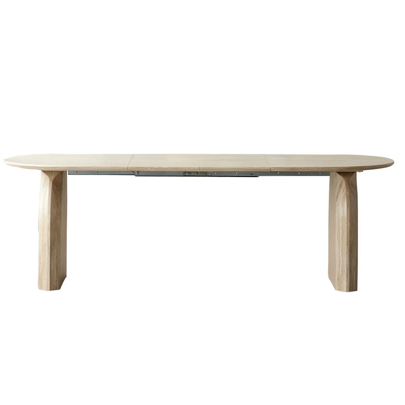 Oval Extendable Dining Table With Dual Pillar Design - Off White by HouseOfZazla