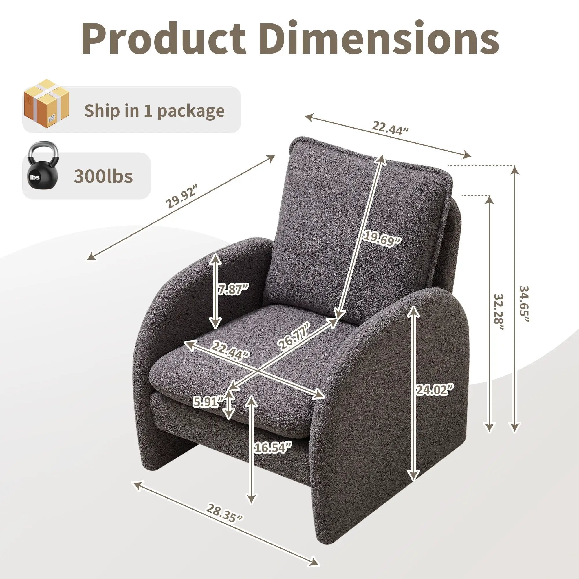 Modern Sherpa Upholstered Accent Chair, Comfortable Living Room Armchair, Lounge Chair For Bedroom, And Office by HouseOfZazla