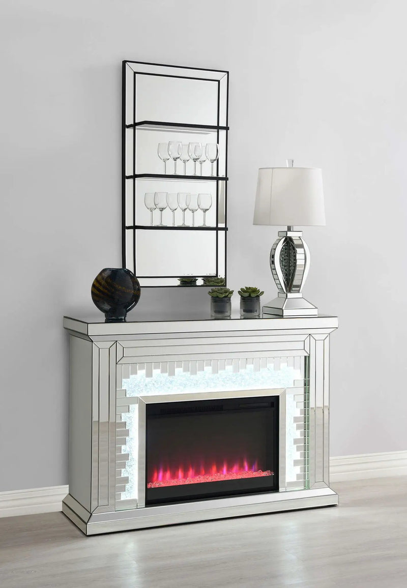Oriel 24 x 47 Inch Rectangular 3-Shelf Wall Mirror Silver by Unique Piece Furniture