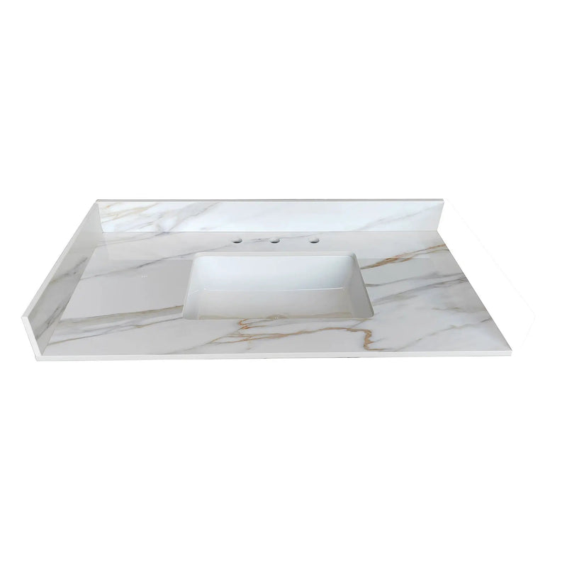 Sintered Stone Bathroom Vanity Top With 4" Backsplash And 22" Sidesplash - Carrara White by HouseOfZazla