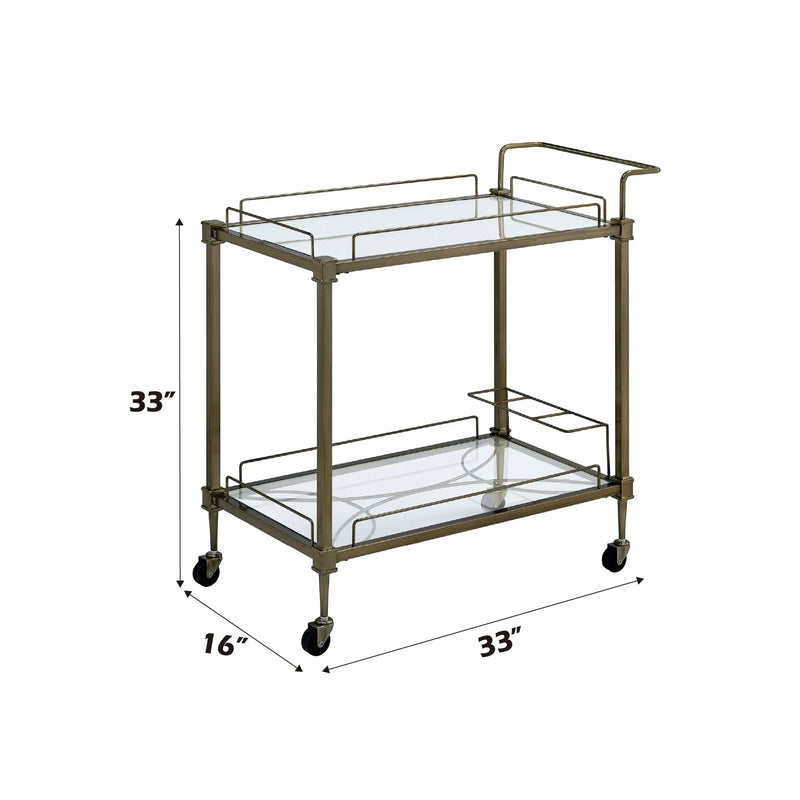 Aditya Mirrored & Antique Brass Finish Serving Cart by HouseOfZazla