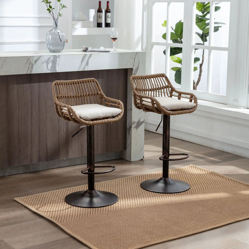 Modern Swivel Bar Stools Adjustable Counter Chairs With Footrest (Set of 2) by HouseOfZazla