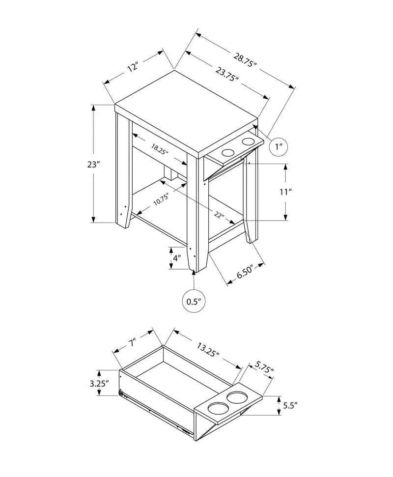 Accent Side Table, Storage, Lamp, Transitional Space-Saving Design by Unique Piece Furniture
