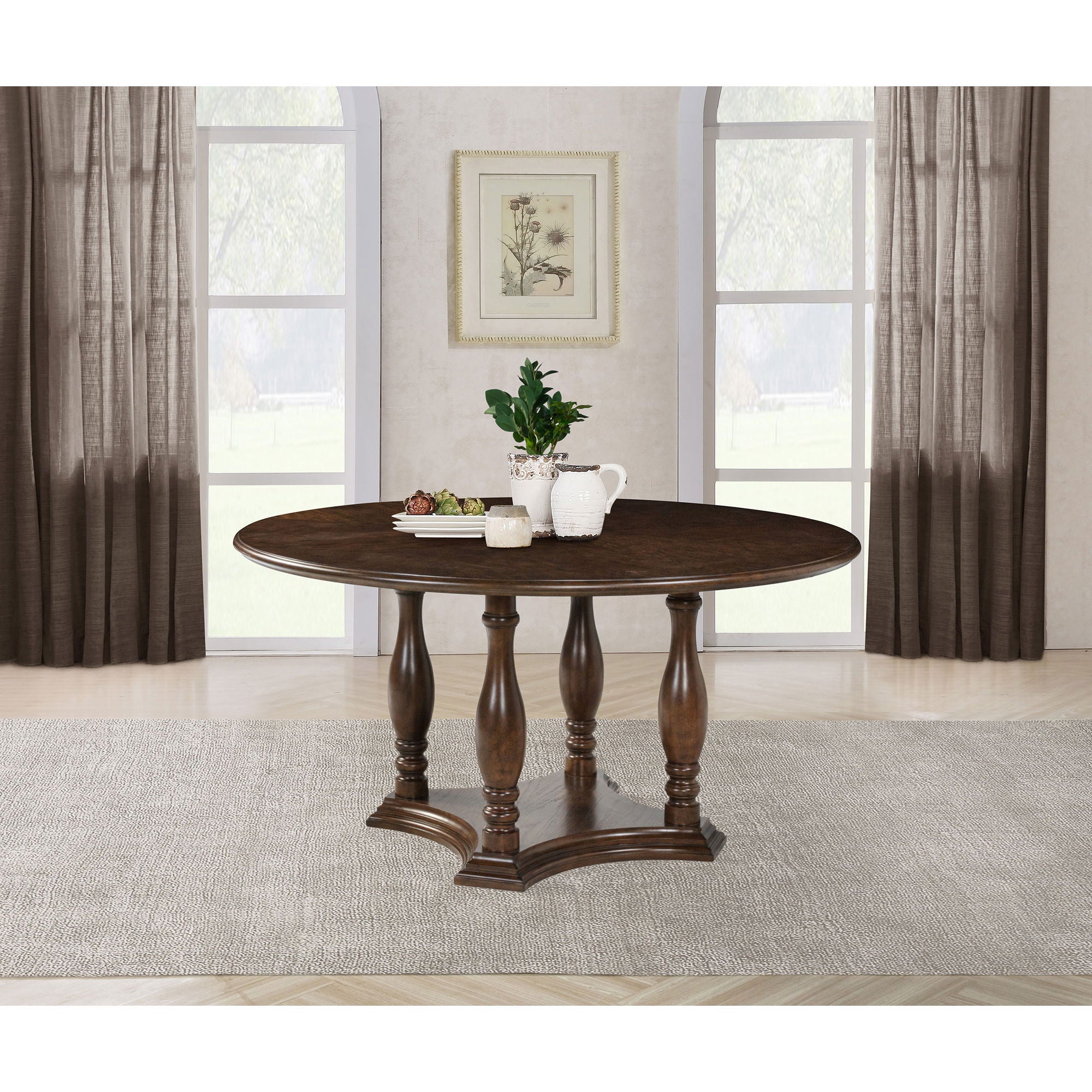 Claire - Round Pedestal Dining Table - Brown by HouseOfZazla