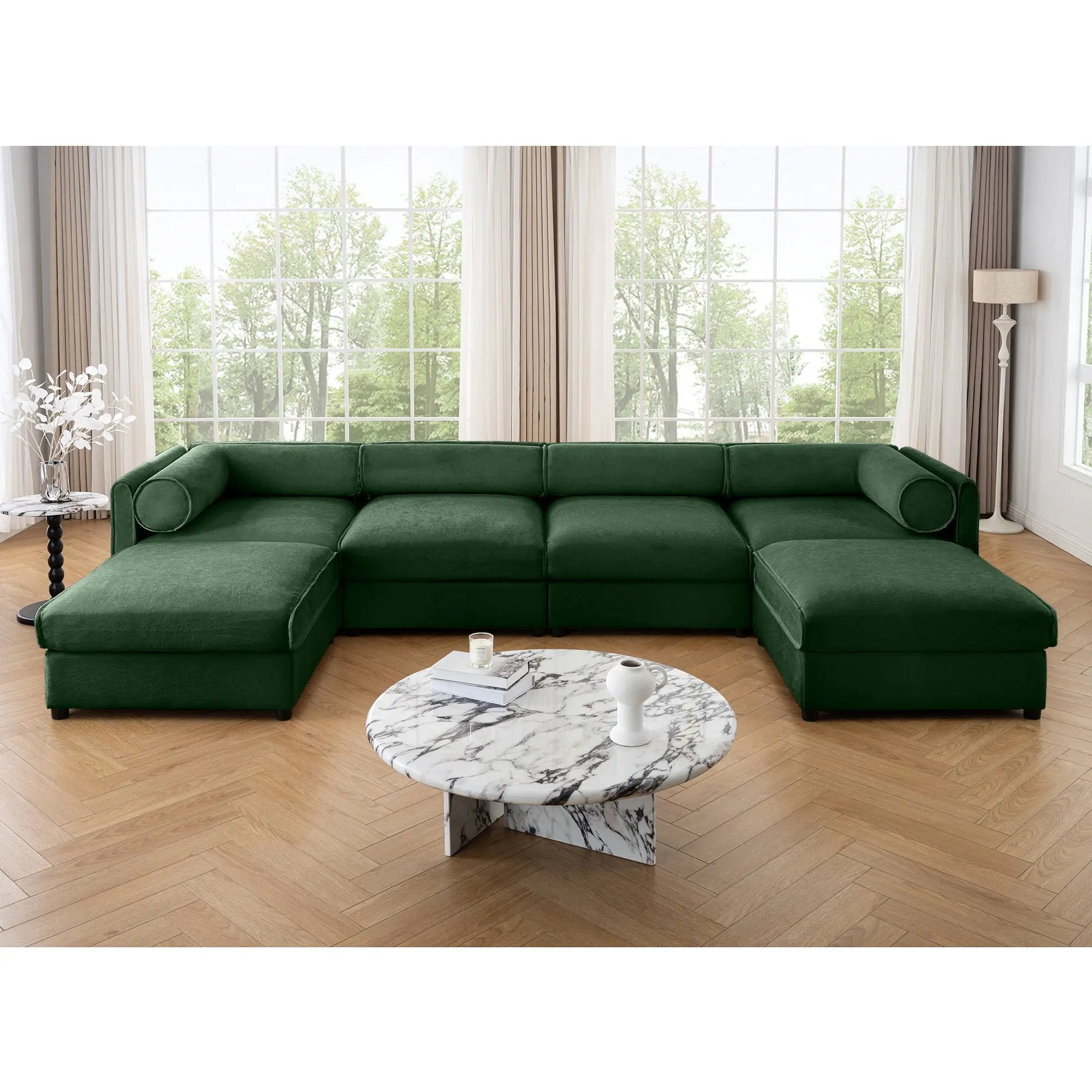 Contemporary Elegant Sofa With Storage And Ottoman by Unique Piece Furniture