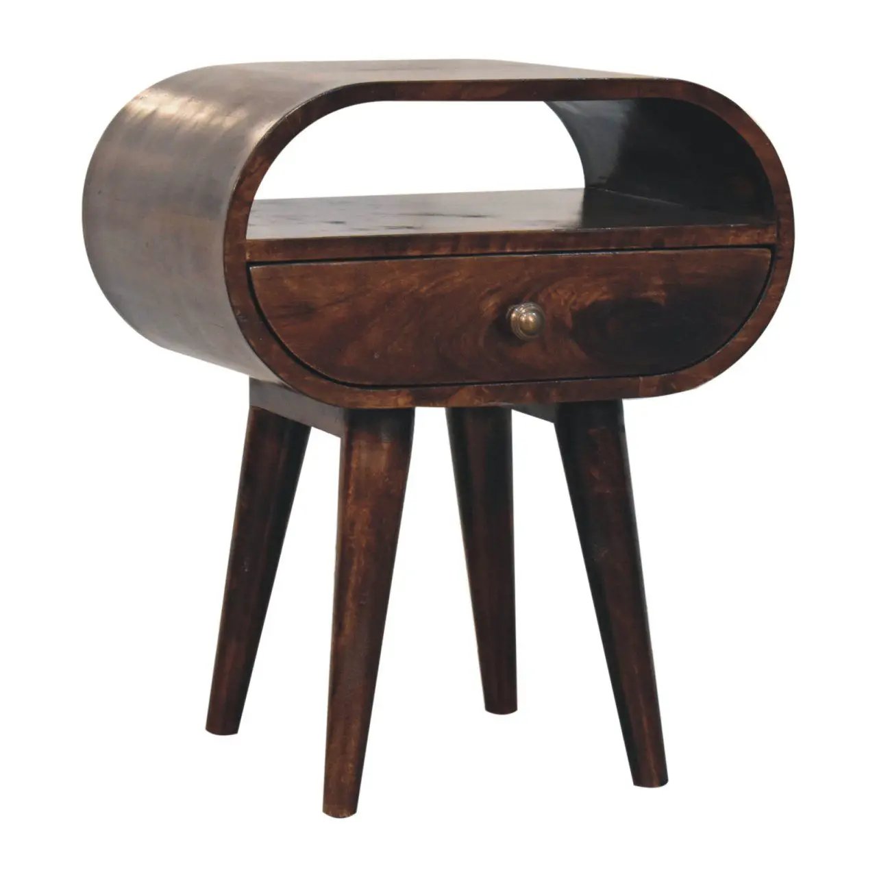 Circular Bedside Table With Open Slot - Walnut by Unique Piece Furniture