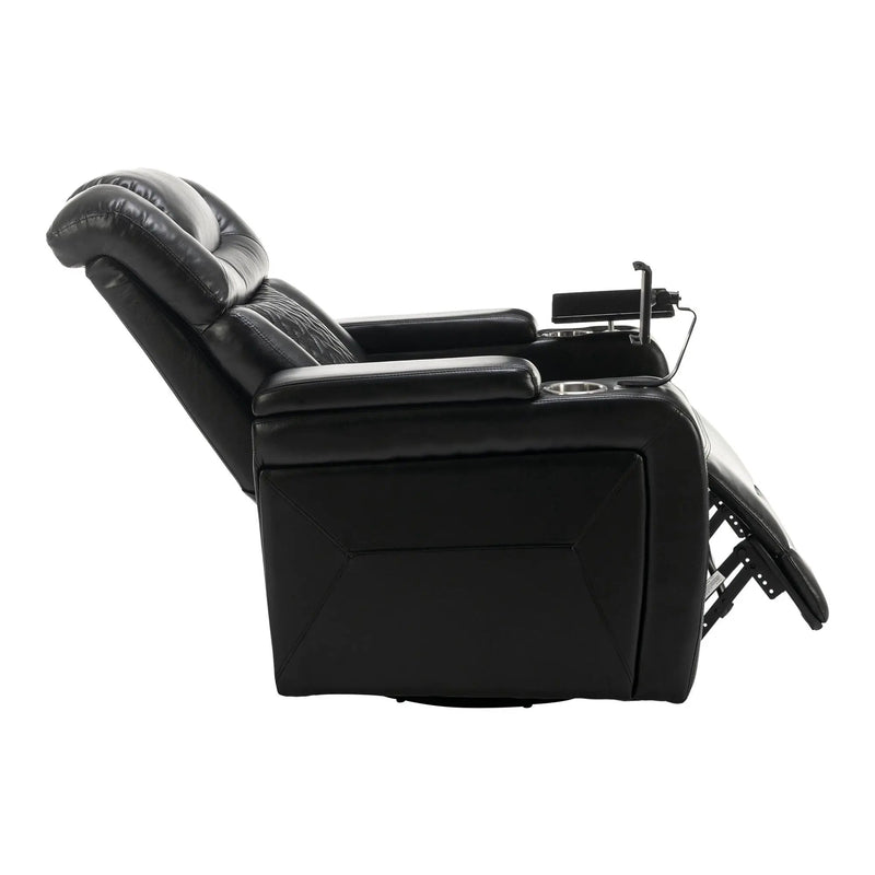 270 Degree Swivel Power Recliner With Tray Table, Phone Holder, Cup Holder, USB Port by HouseOfZazla