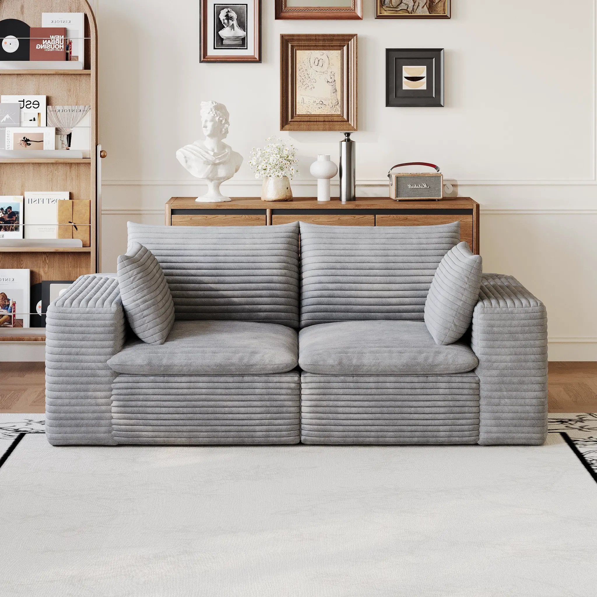 71" Cloud Sofa in Corduroy Fabric by HouseOfZazla
