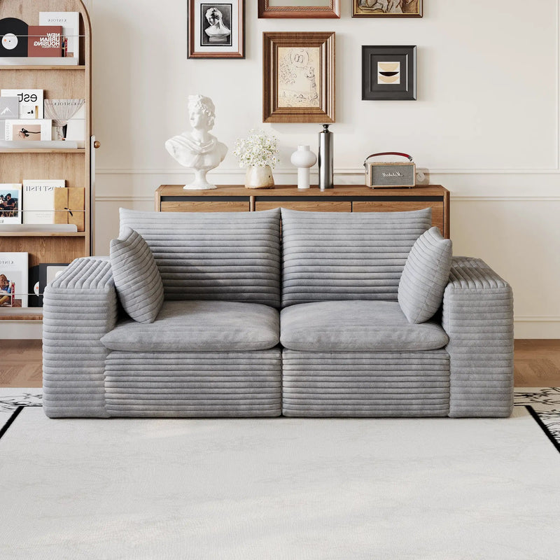 71" Cloud Sofa in Corduroy Fabric by HouseOfZazla