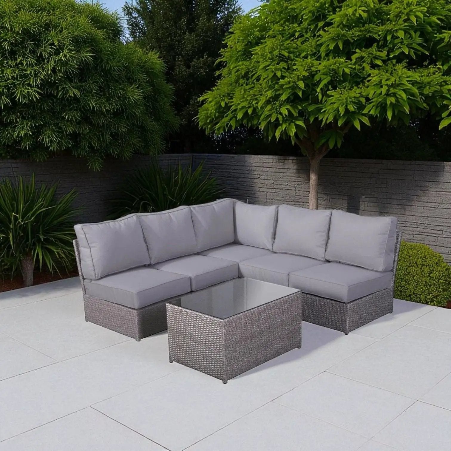 Comfortable Modern Patio Rattan Sectional Set With Cushions by HouseOfZazla