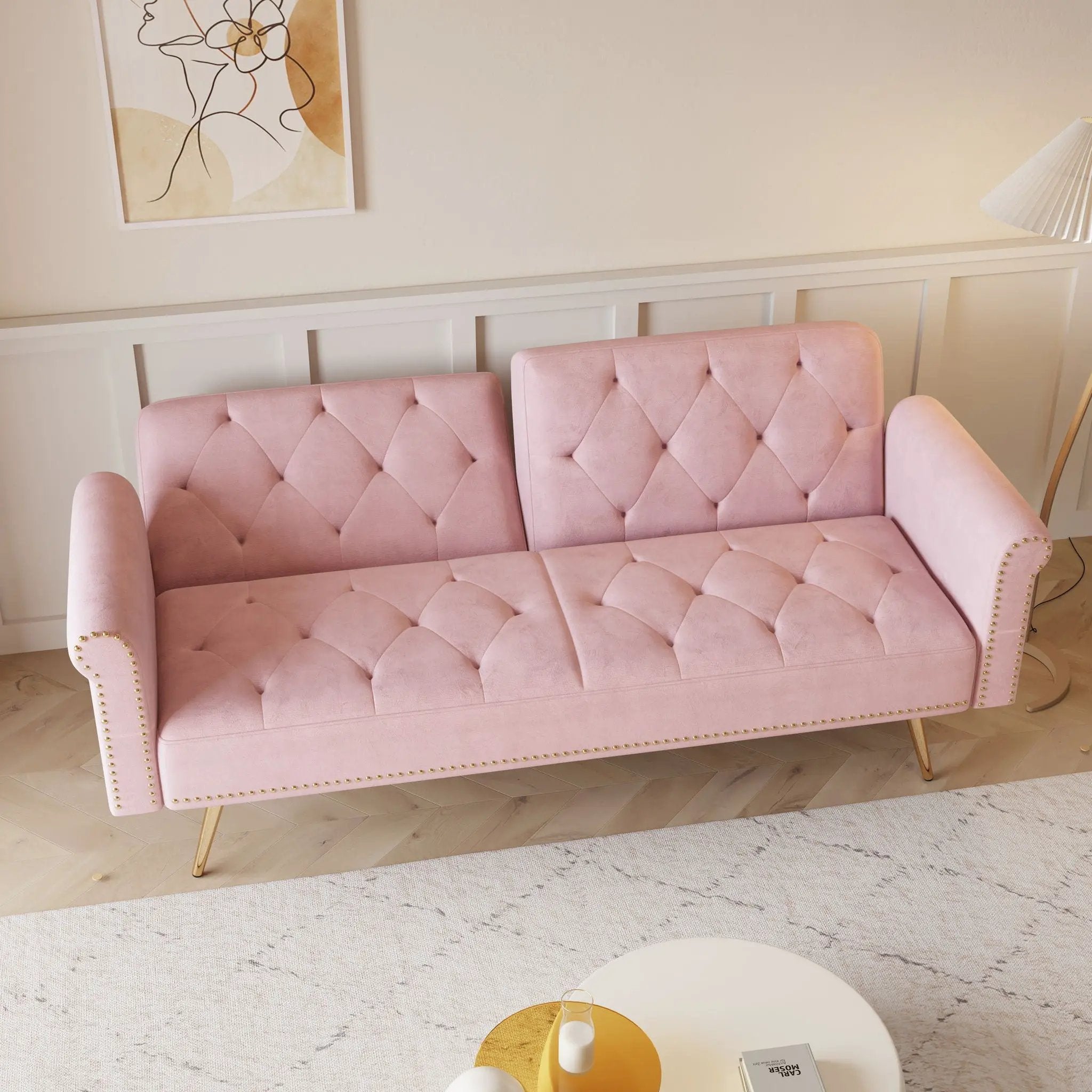 Luxurious Sofa Bed With Nail Head Trim And Matching Pillow by Unique Piece Furniture