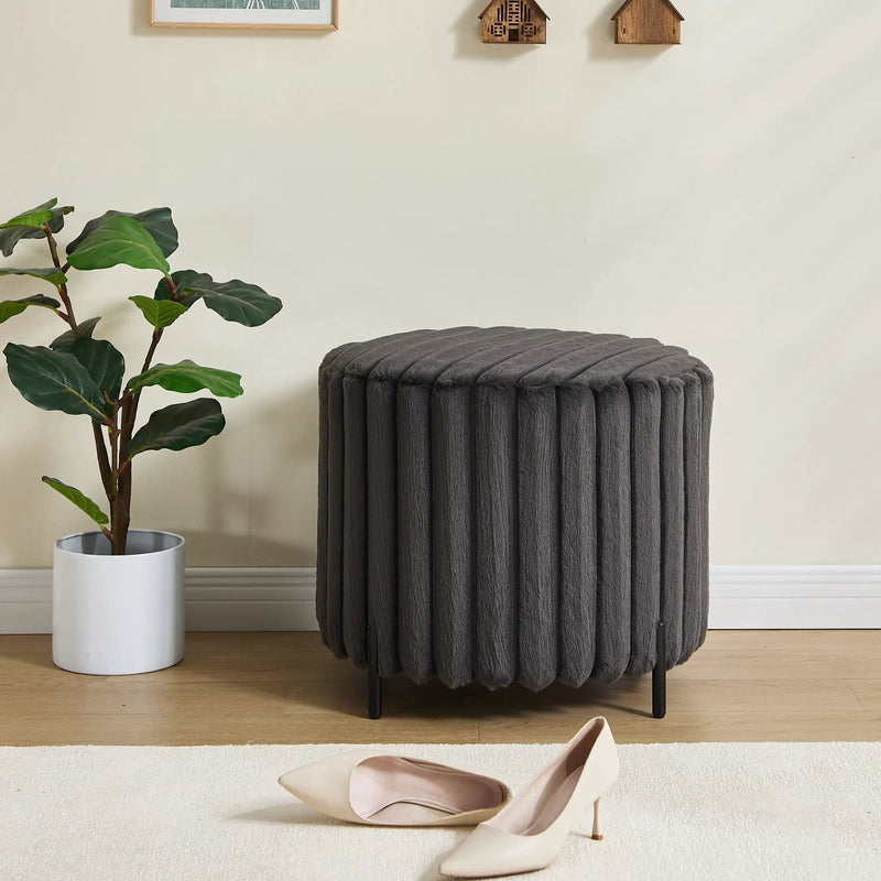 Wide Upholstered Round Pouf Ottoman Foot Rest by Unique Piece Furniture