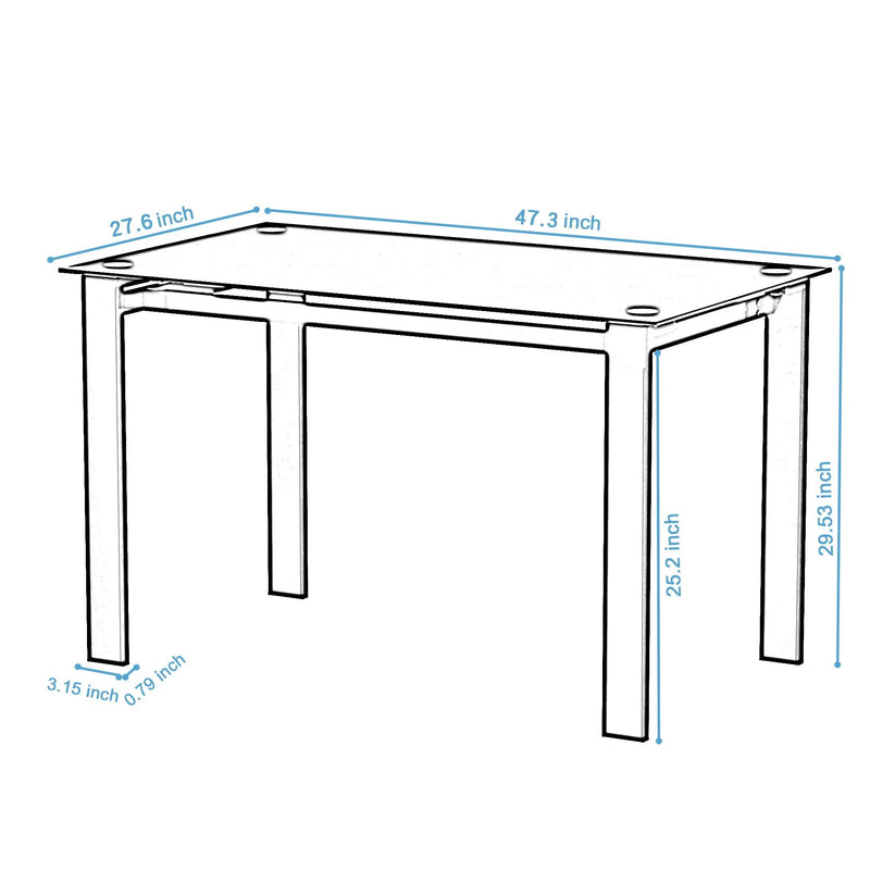 Modern 5 Piece Dining Table Set With Glass Top And Chairs - Black by HouseOfZazla