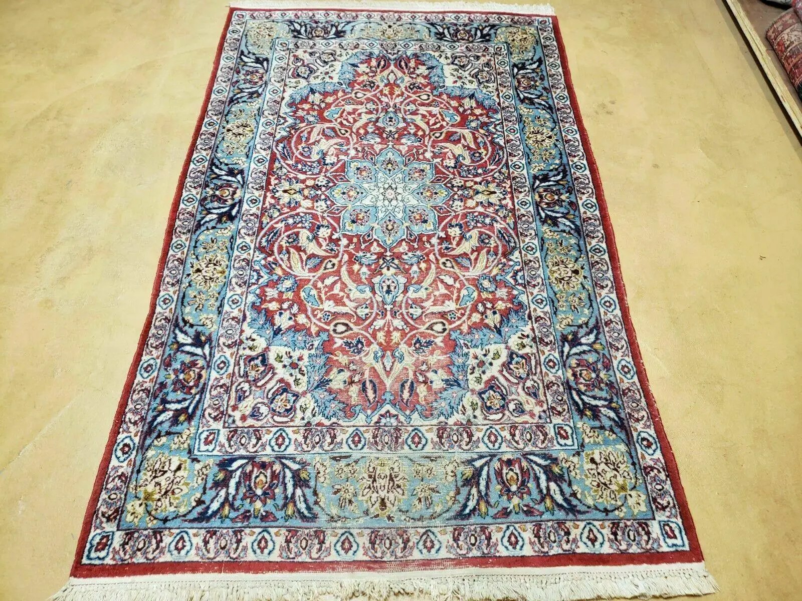 3' 5" X 5' 8" Vintage Handmade Turkish Wool Rug Carpet Vegetable Dyes Nice Red by Jewel Rugs