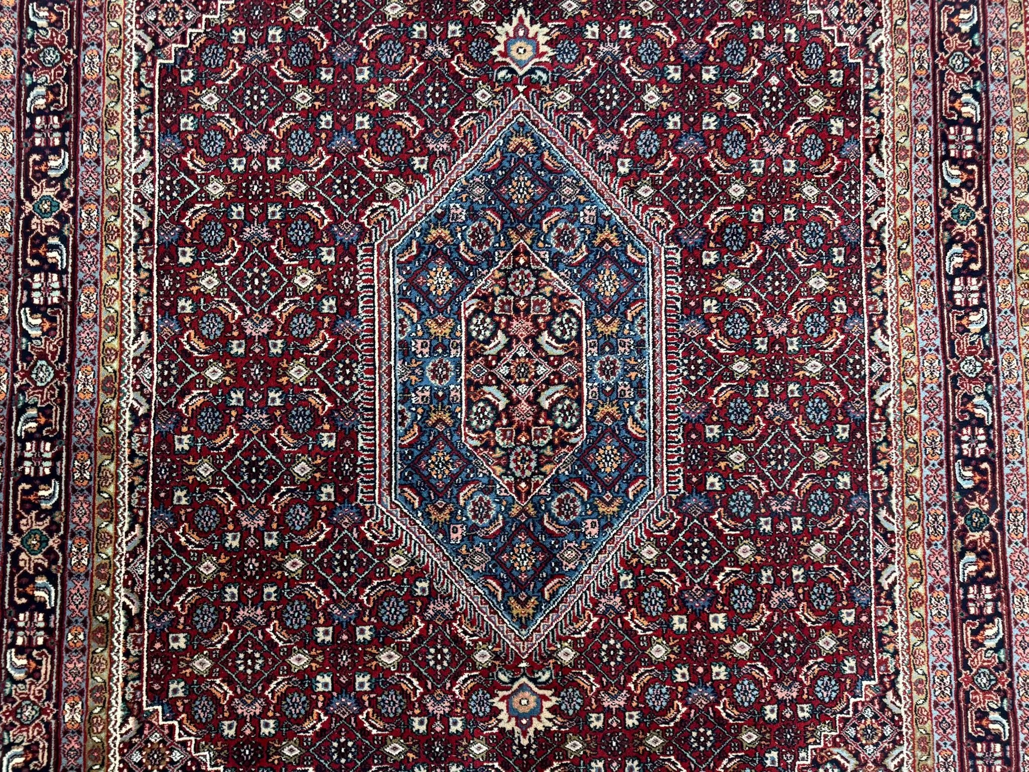 Indo Persian Bidjar Rug 6x9, Vintage Wool Handmade Carpet by Jewel Rugs