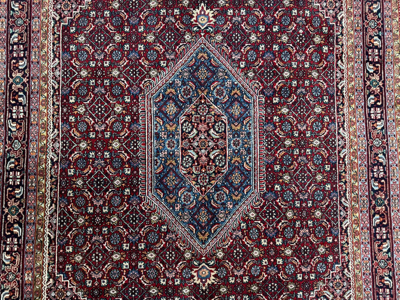Indo Persian Bidjar Rug 6x9, Vintage Wool Handmade Carpet by Jewel Rugs