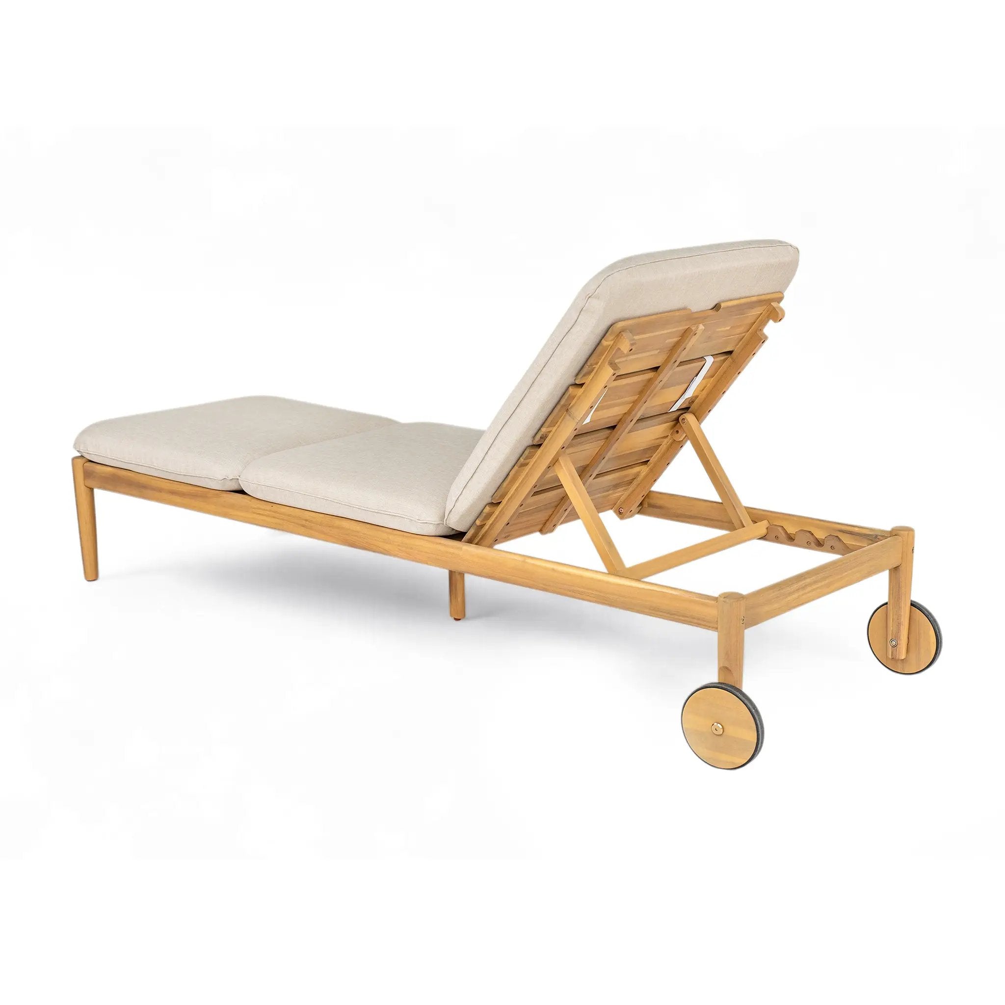 Riviera Outdoor Chaise Lounge with Wheels, Acacia Wood Frame (Set of 2) by HouseOfZazla