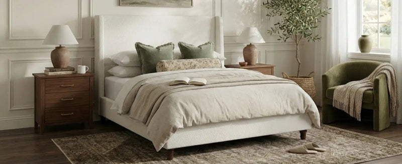 52.7" Tall Upholstered Wingback Queen Platform Bed Frame by HouseOfZazla