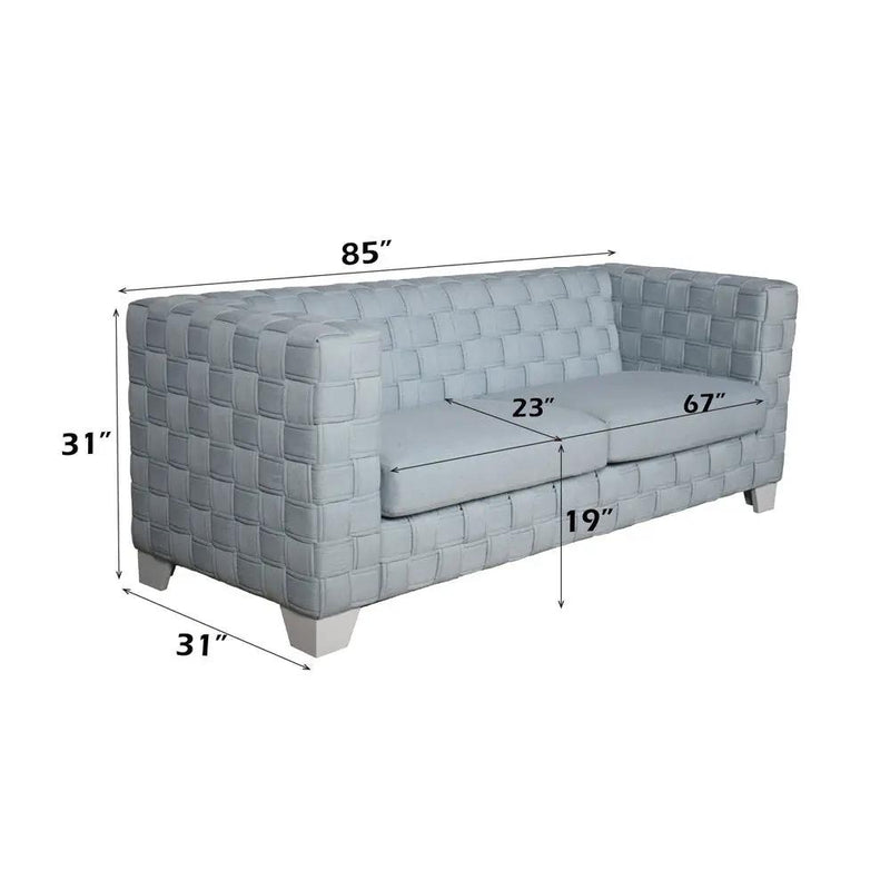Saree - Sofa - Light Teal Chenille & White by Unique Piece Furniture