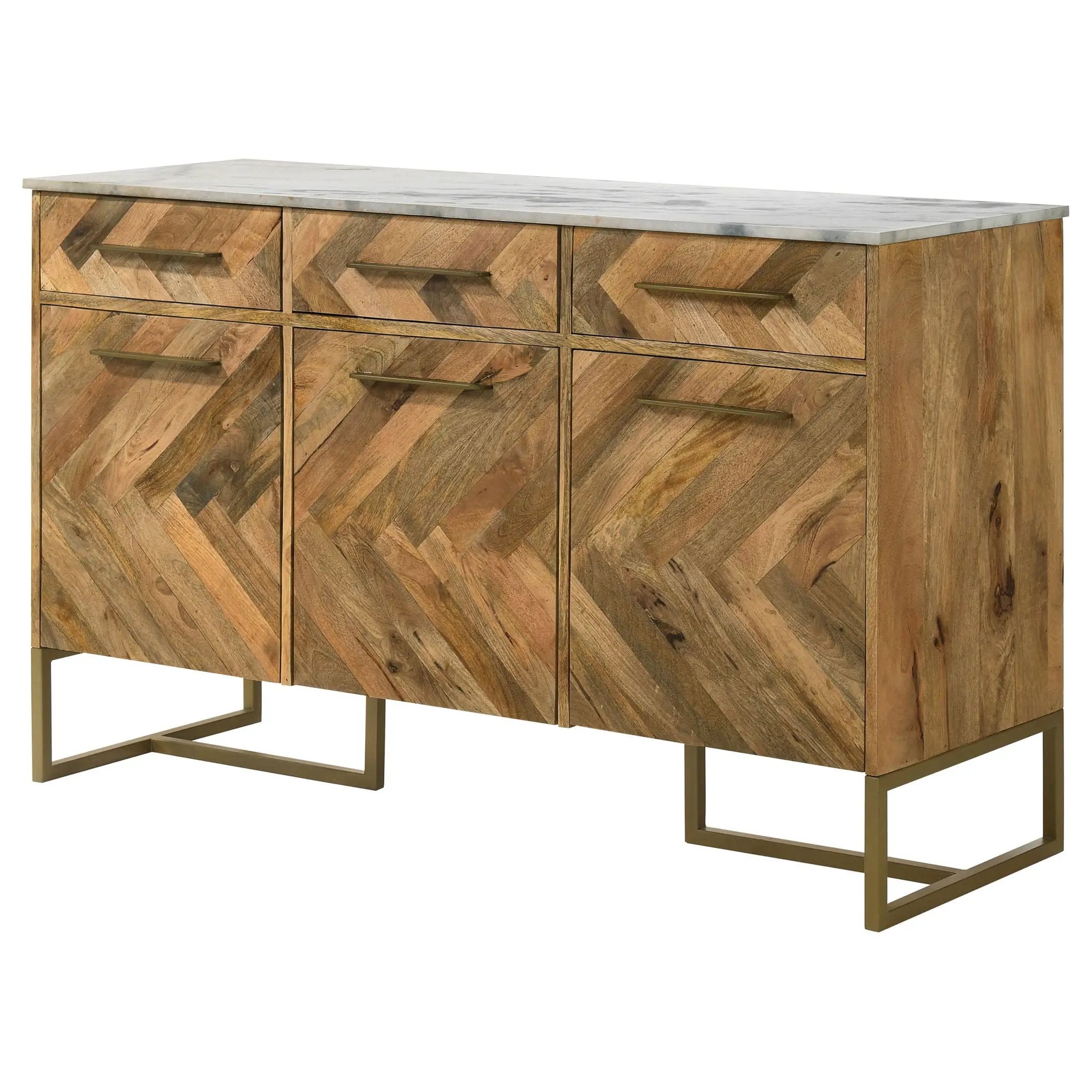 Paloma - 3 Door Herringbone Accent Cabinet - Natural