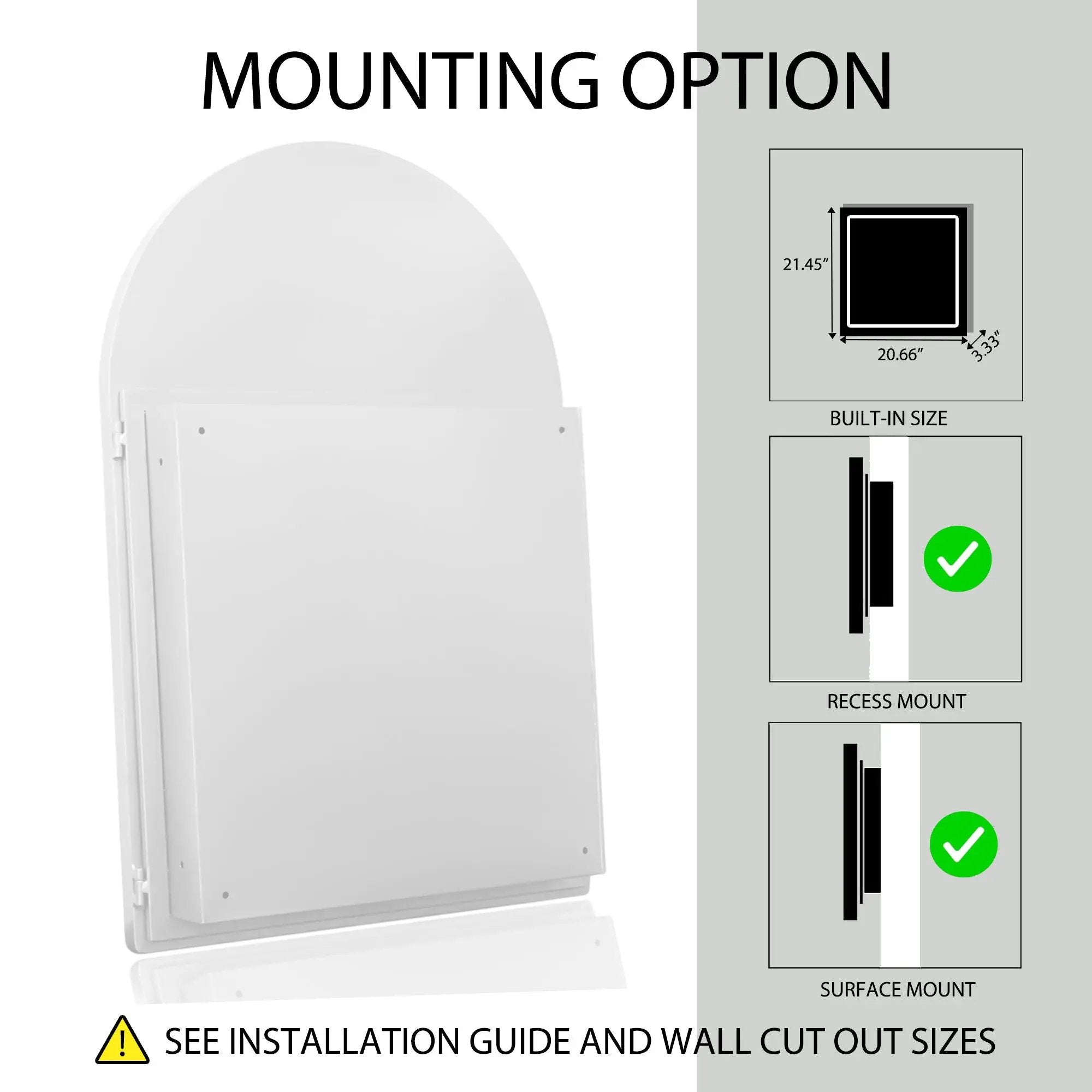 Arched Recessed Medicine Cabinet, Metal Framed Bathroom Wall Cabinet With Mirror And Adjustable Shelves, Wall Mirror With Storage For Bathroom by Unique Piece Furniture
