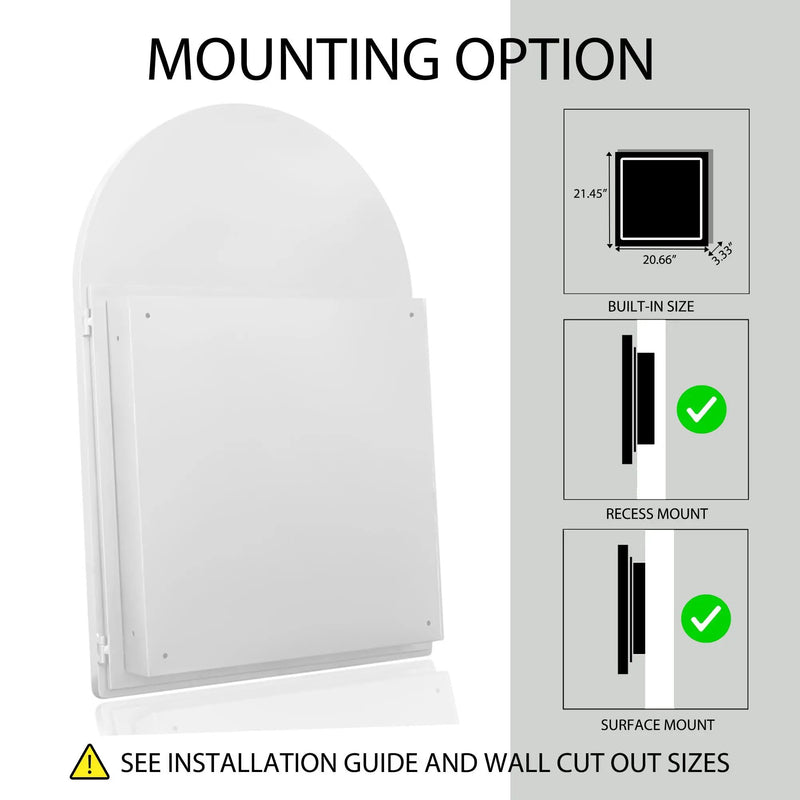 Arched Recessed Medicine Cabinet, Metal Framed Bathroom Wall Cabinet With Mirror And Adjustable Shelves, Wall Mirror With Storage For Bathroom by Unique Piece Furniture