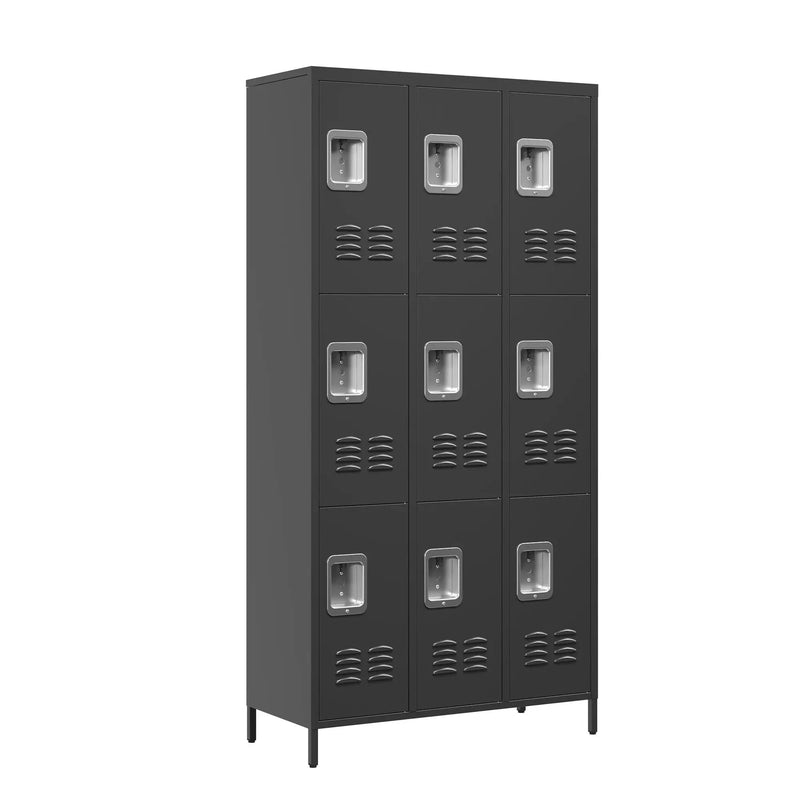 9 Door Lockers With Lock For Secure Storage And - Black by Unique Piece Furniture