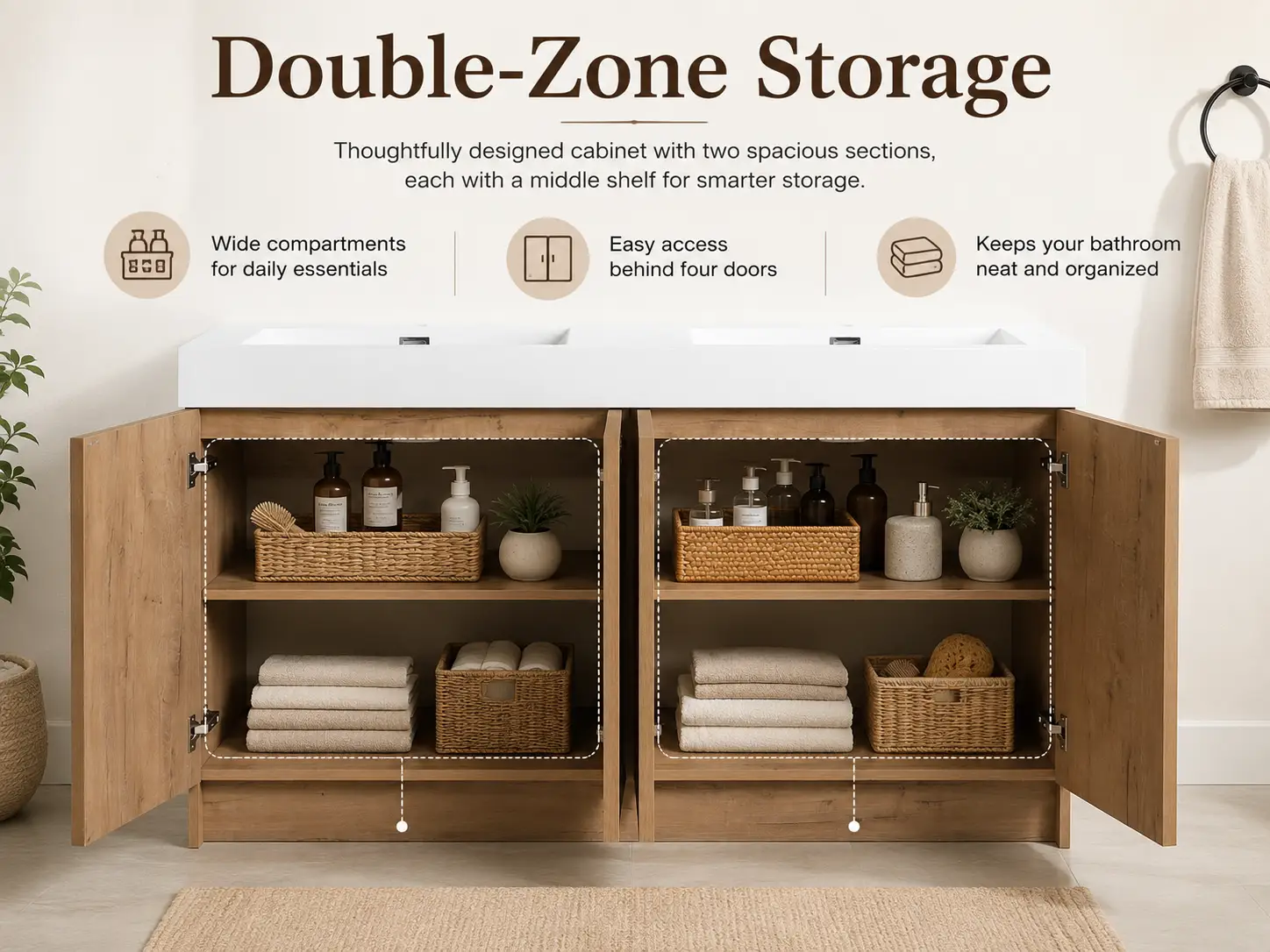 60" Freestanding Bathroom Vanity With Dual Resin Sink by HouseOfZazla