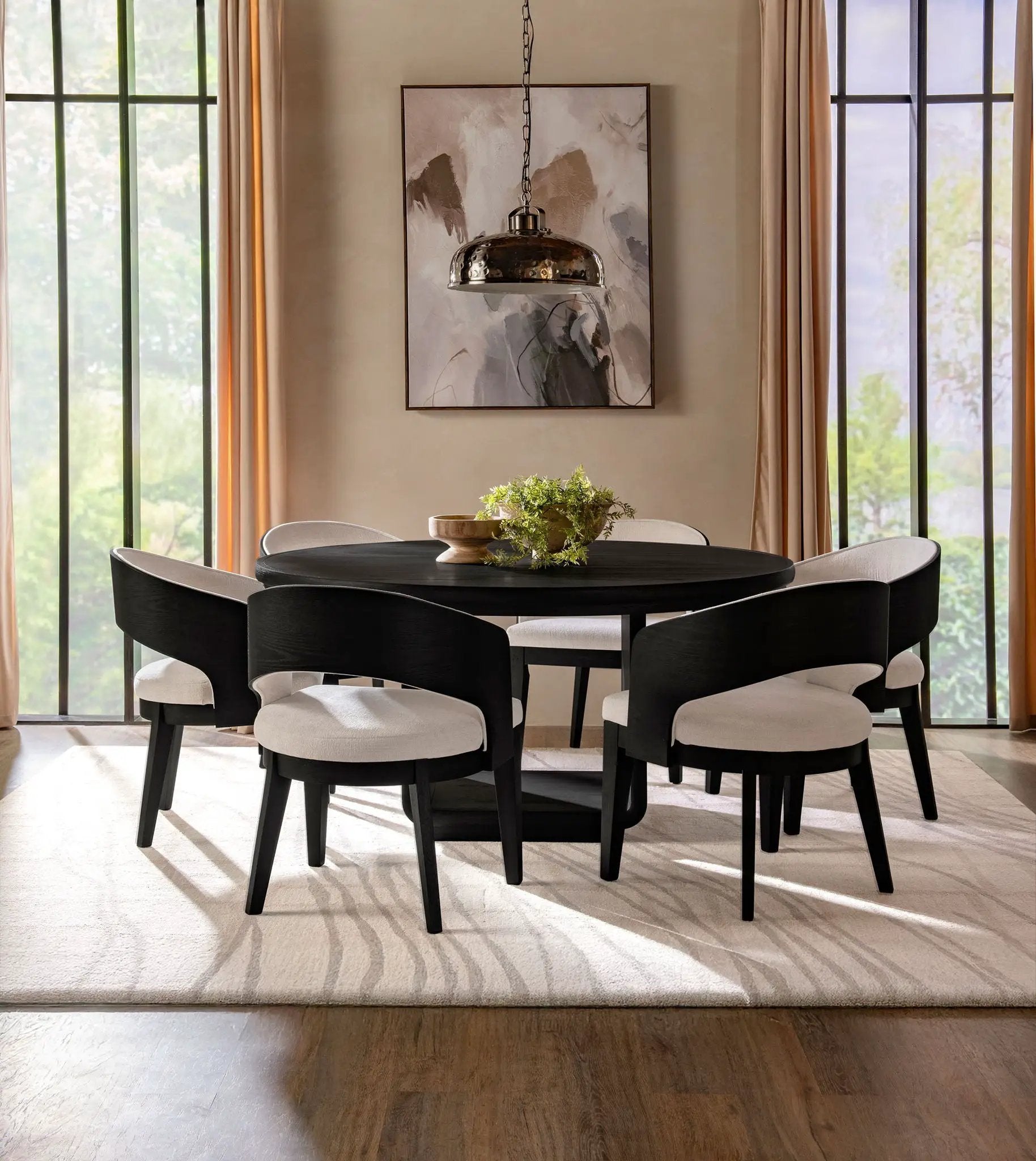 Leandro 60-inch Round Dining Table Burnished Black by Unique Piece Furniture