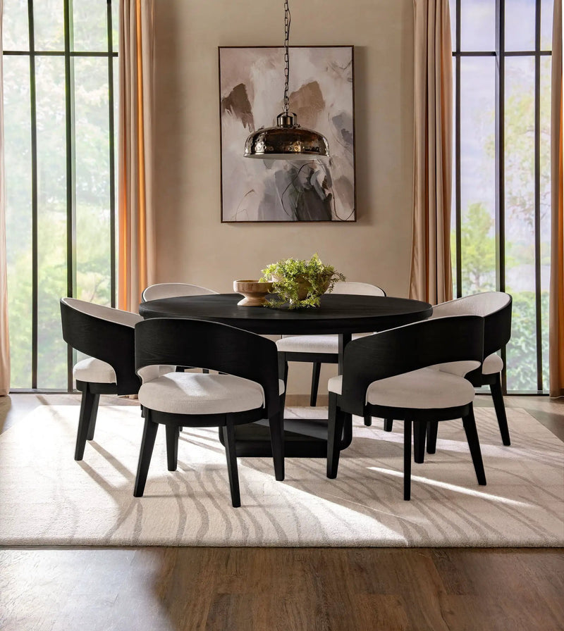 Leandro 60-inch Round Dining Table Burnished Black by Unique Piece Furniture