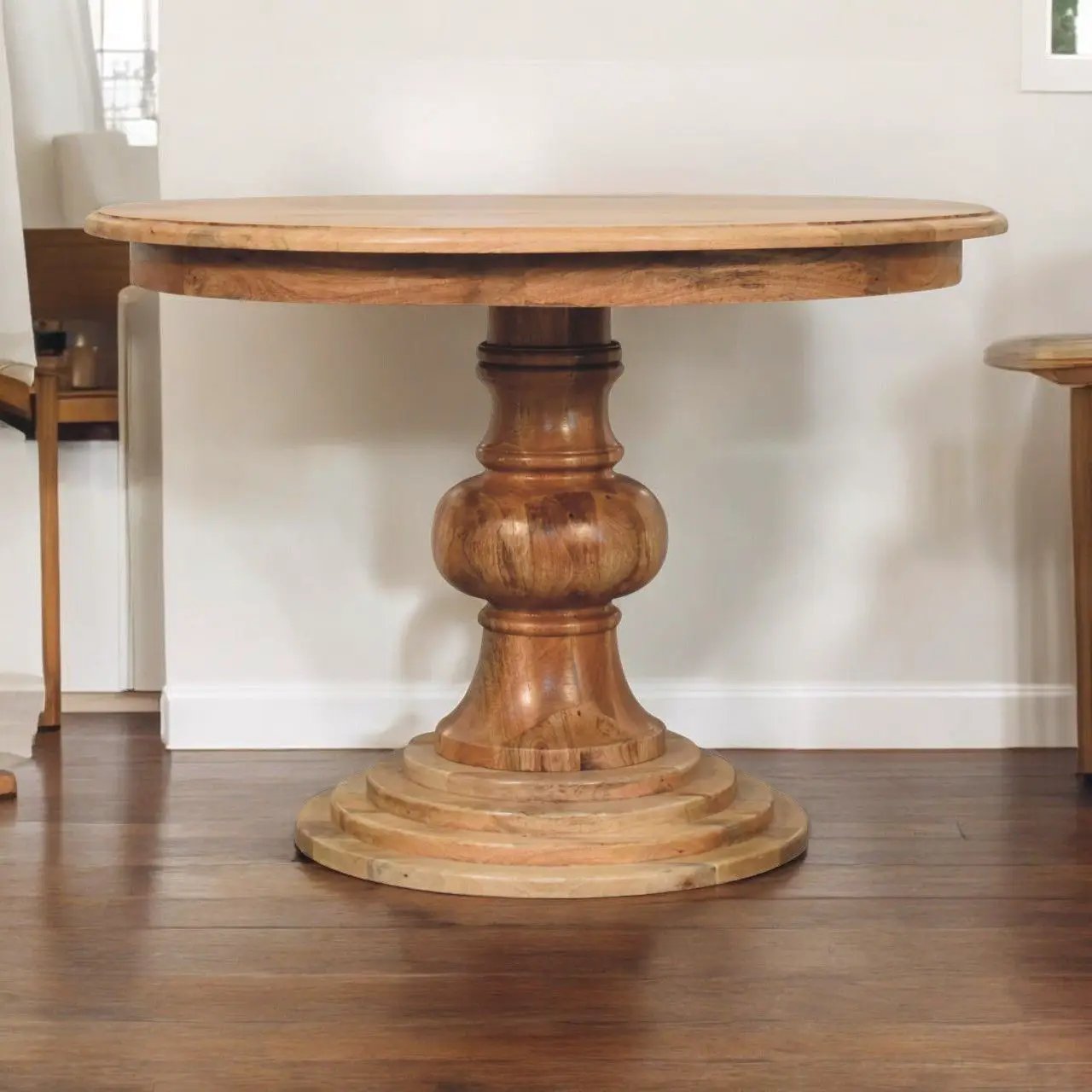 Round Turned Dining Table - Oak by Unique Piece Furniture