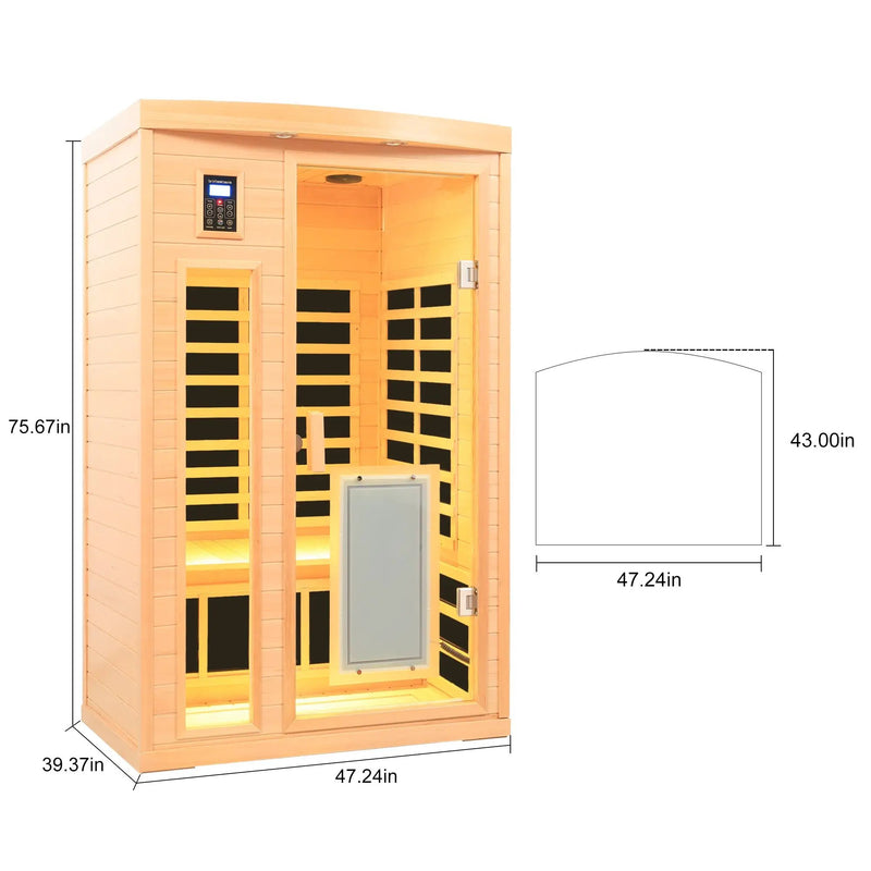 Low EMF Hemlock Wood Far-Infrared Indoor Two-Person Sauna Room by HouseOfZazla